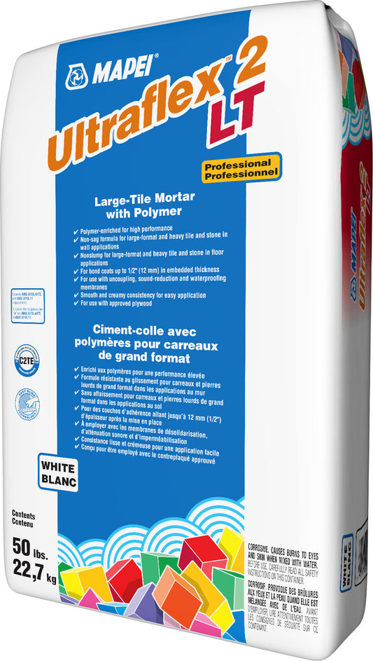 Mapei - Ultraflex 2 LT Large-Tile Mortar with Polymer, White - 50 lb