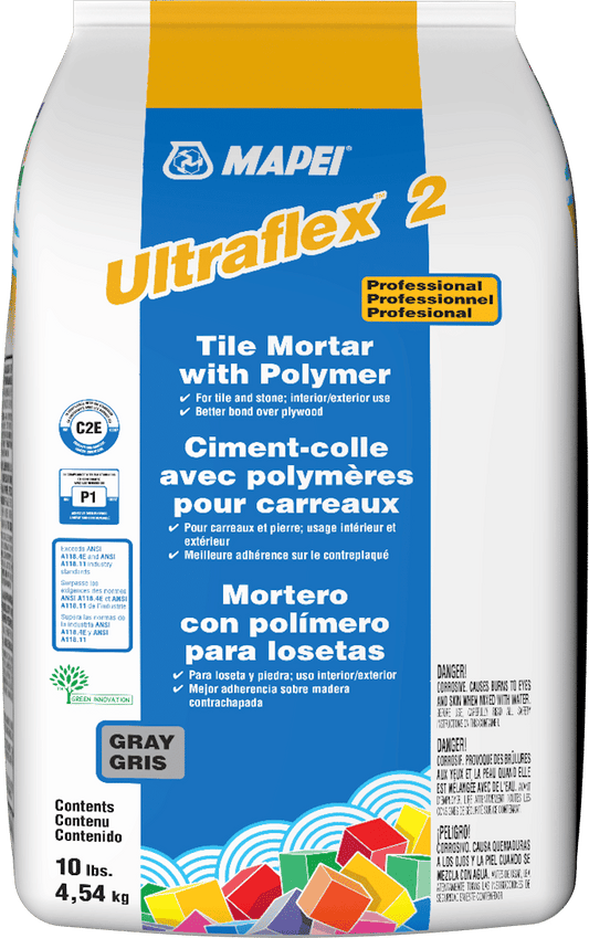 Mapei - Ultraflex 2 Professional Tile Mortar with Polymer, Gray - 10 lb