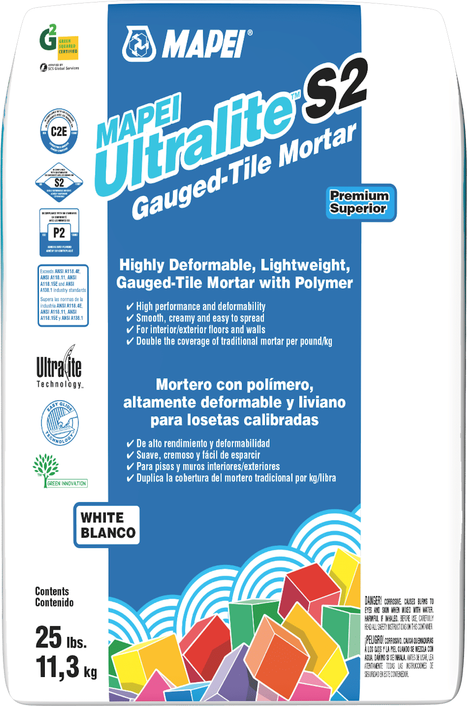 Mapei - Ultralite S2 Highly Deformable Lightweight Mortar with Polymer, White - 25 lb