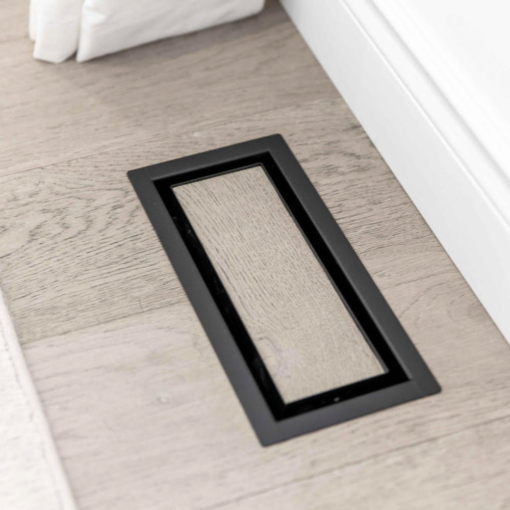 Aria Luxe - Framed OG Floor Vent 3"x10" Black
