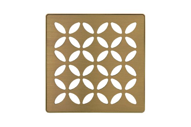 KERDI-DRAIN GRATE KIT 4" BR VINTAGE GOLD FLORAL Schluter Floor Mart Canada