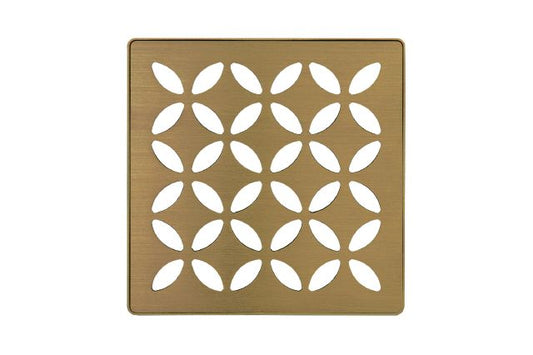 KERDI-DRAIN GRATE KIT 4" BR VINTAGE GOLD FLORAL Schluter Floor Mart Canada