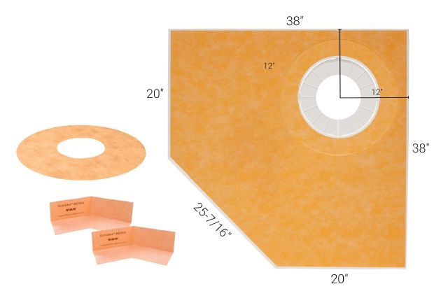 KERDI-SHOWER-TRAY-THIN 38" X 38" NEO ANGLE Floor Mart Canada Floor Mart Canada