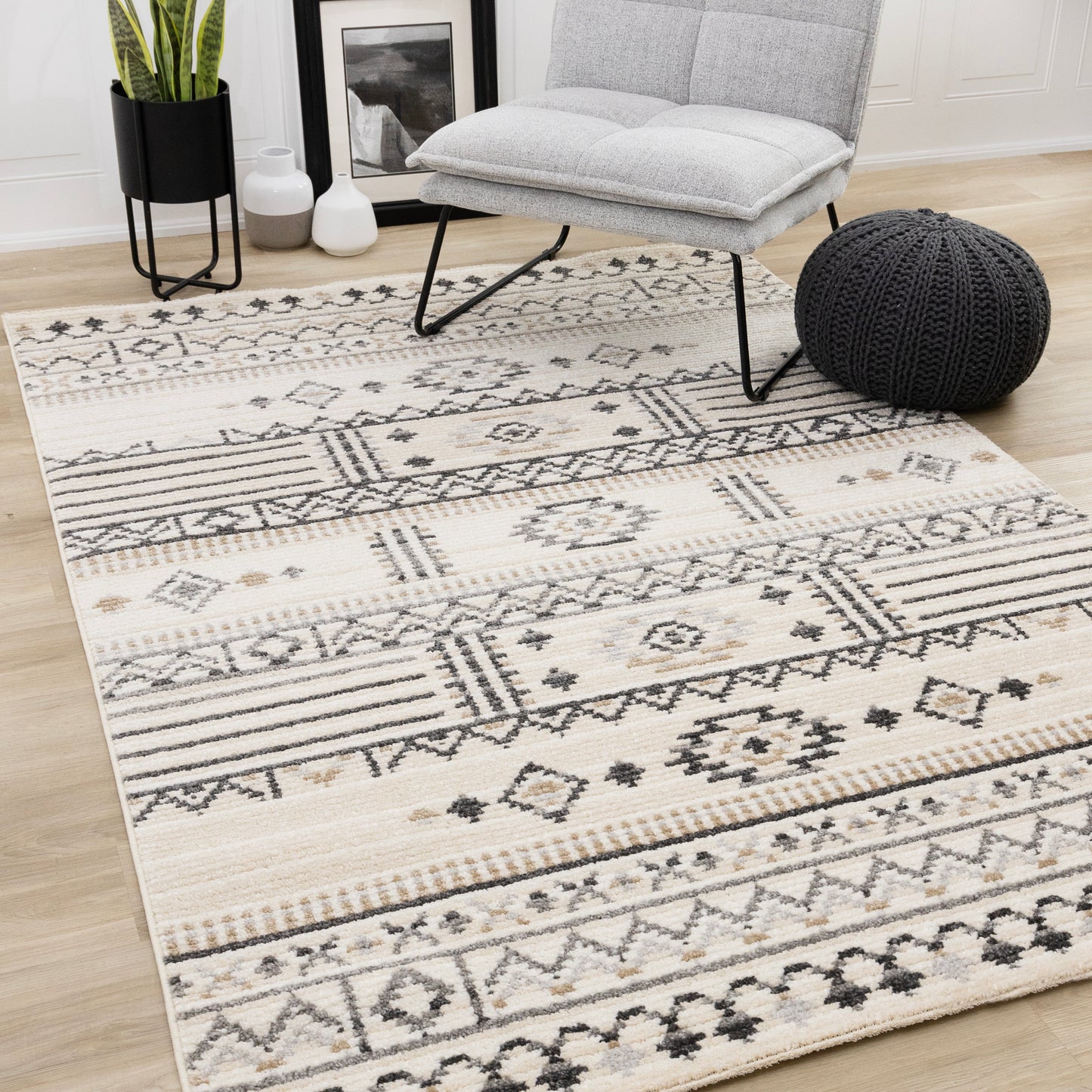 Nala N157 Cream Black Kalora Rugs Floor Mart Canada