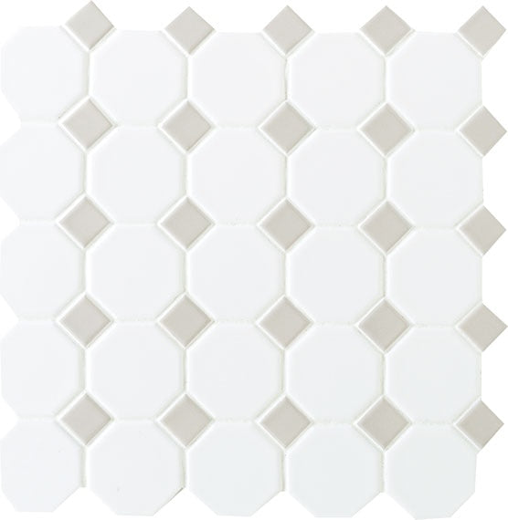 Octagon & Dot Matte White Octagon Gray Dot Daltile Floor Mart Canada