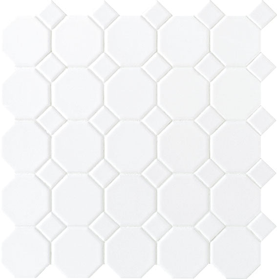 Octagon & Dot Matte White Octagon White Dot Daltile Floor Mart Canada