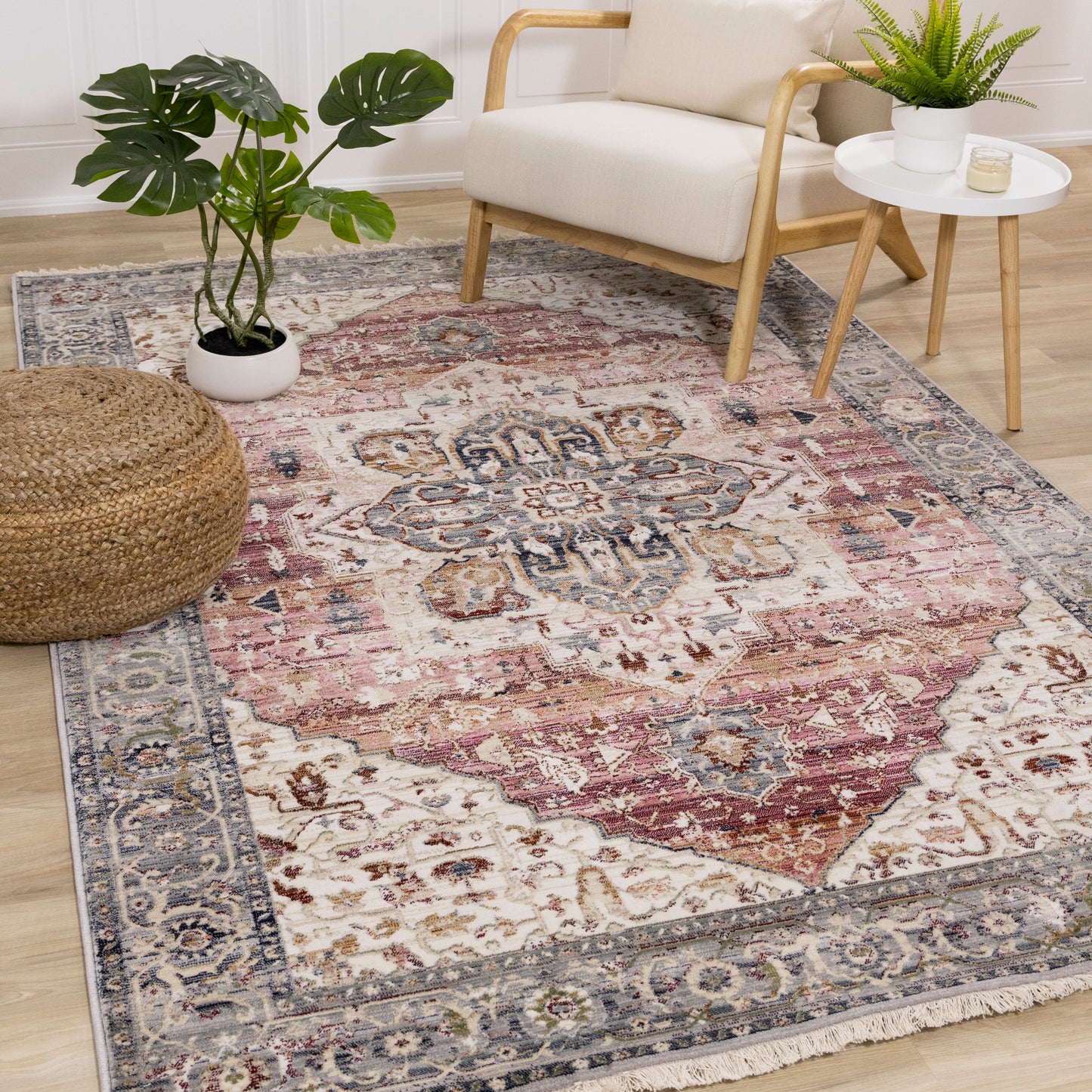 Serene E154 Pink Cream Blue Kalora Rugs Floor Mart Canada