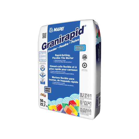 Mapei - Granirapid Two-Component Flexible Tile Mortar, Powder, Gray - 46 lb