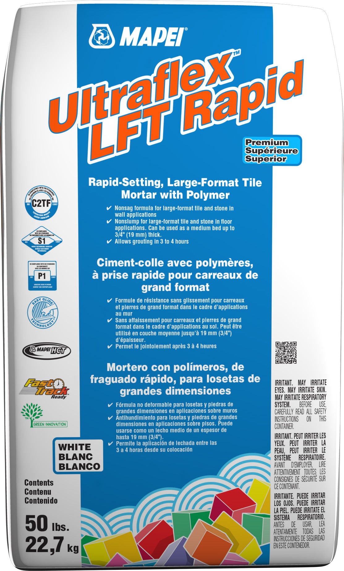 Mapei - Ultraflex LFT Rapid Fast-Setting Large & Heavy Tile Mortar, White - 50 lb