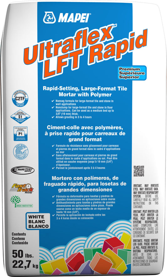 Mapei - Ultraflex LFT Rapid Fast-Setting Large & Heavy Tile Mortar, White - 50 lb