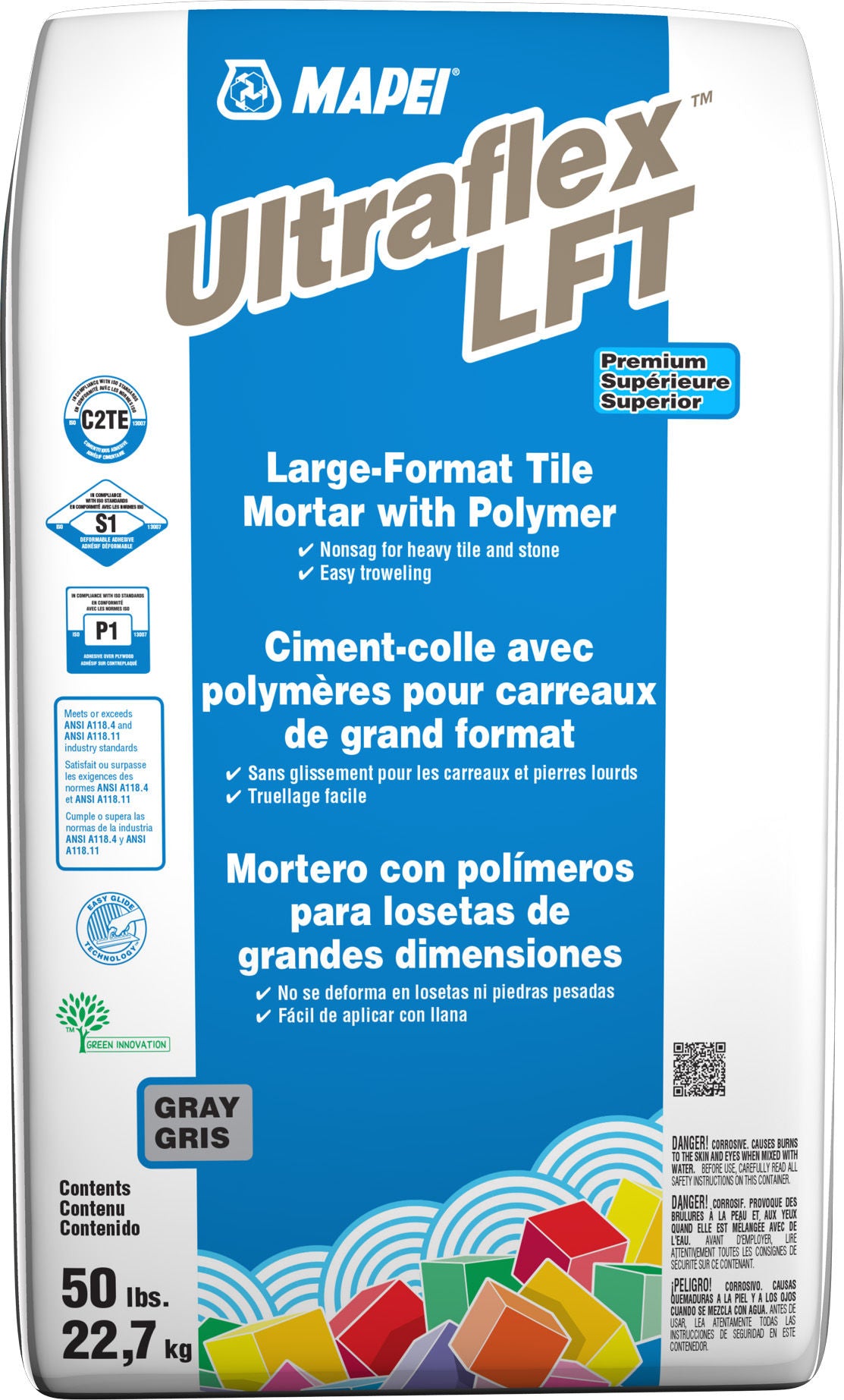 Mapei - Ultraflex LFT Large & Heavy Tile Mortar, Gray - 50 lb