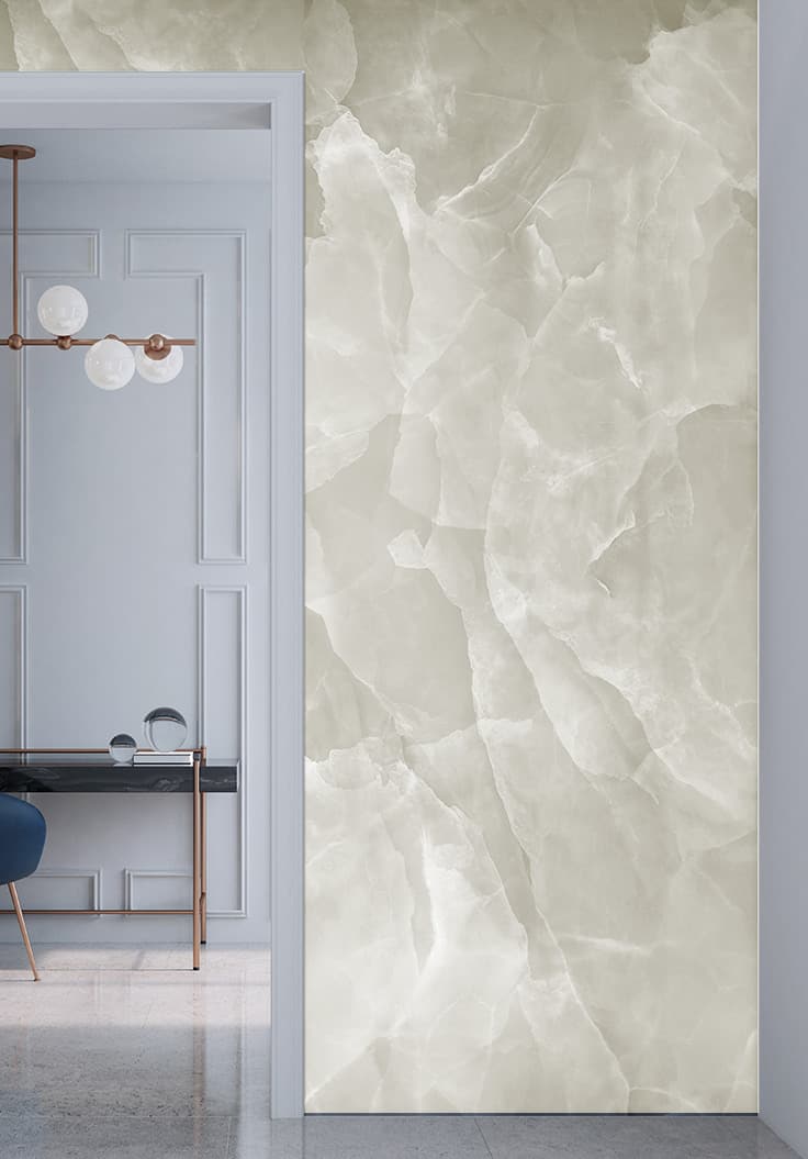 EK Onyx White Polished Sarana Tile Floor Mart Canada