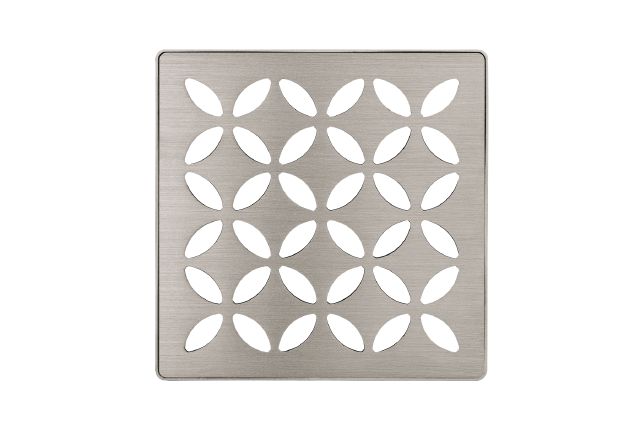 KERDI-DRAIN GRATE KIT 4" BRUSHED NICKEL FLORAL Schluter Floor Mart Canada