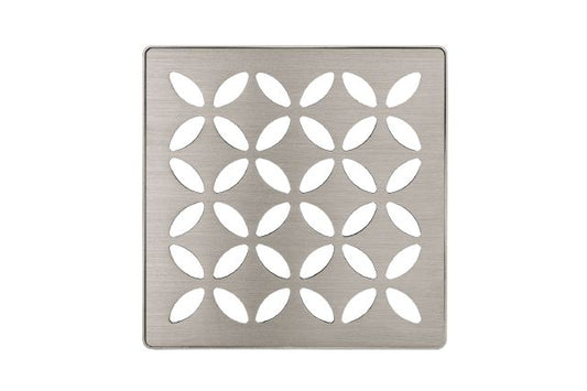 KERDI-DRAIN GRATE KIT 4" BRUSHED NICKEL FLORAL Schluter Floor Mart Canada