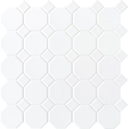 Octagon & Dot Matte White Octagon White Dot Daltile Floor Mart Canada