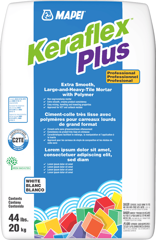 Mapei - Keraflex Plus Extra Smooth Large & Heavy Tile Mortar, White - 44 lb